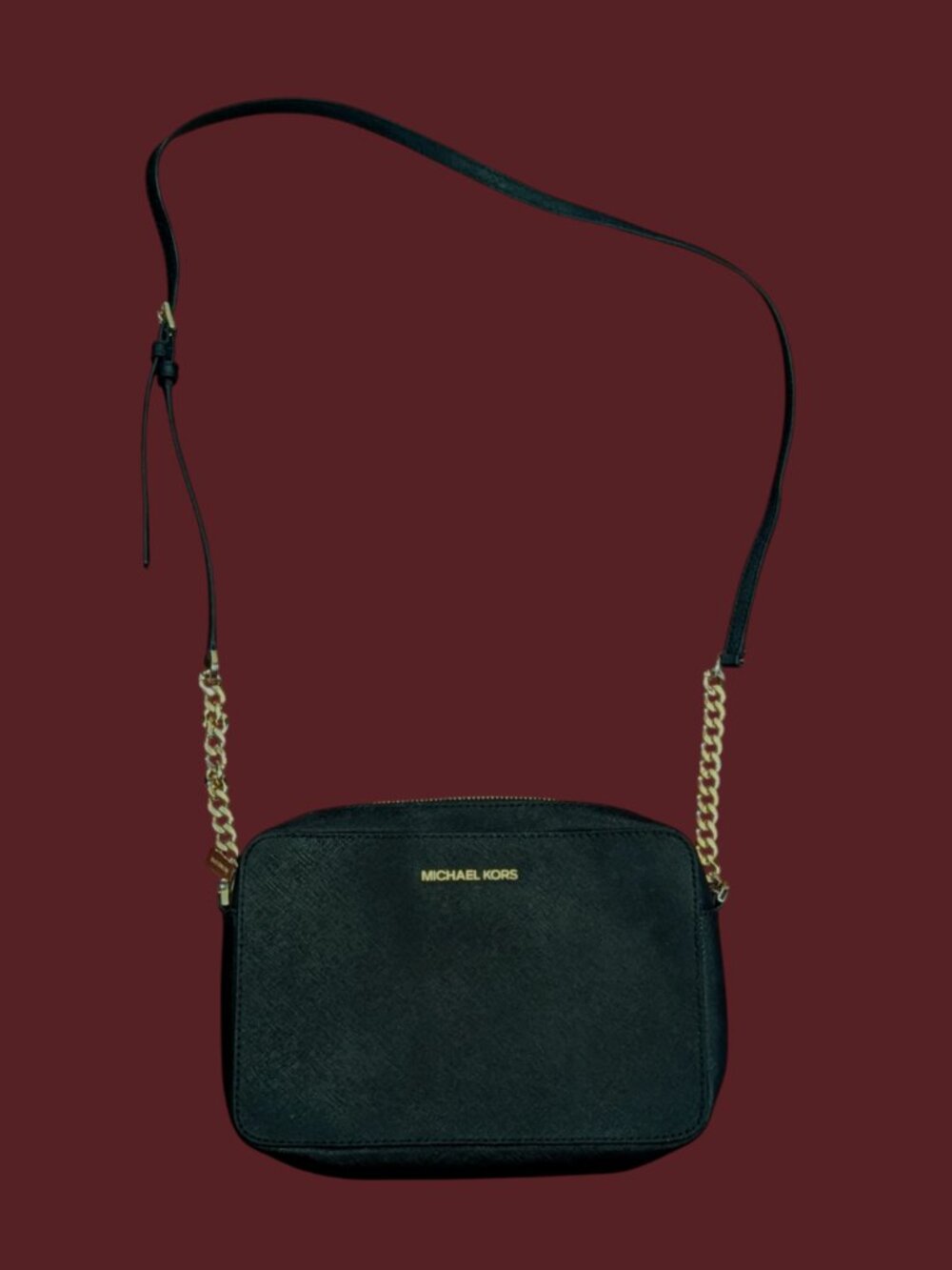 Michael Kors Black Jet Set Saffiano Leather Crossbody Purse Size 9" X 4" X .75"